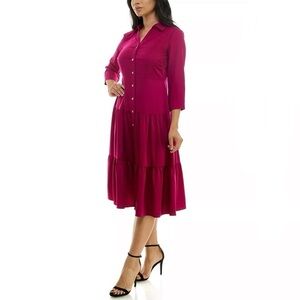 NWOT Nina Leonard Button Front Shirtdress